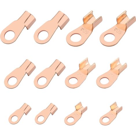 Lot de 30 cosses de câble en cuivre très résistantes 10 A, 30 A, 60 A, cosses tubulaires à sertir pour câble électrique, câble de soudure, cosses à œillets en cuivre nu pour voiture, bateau (1/5)