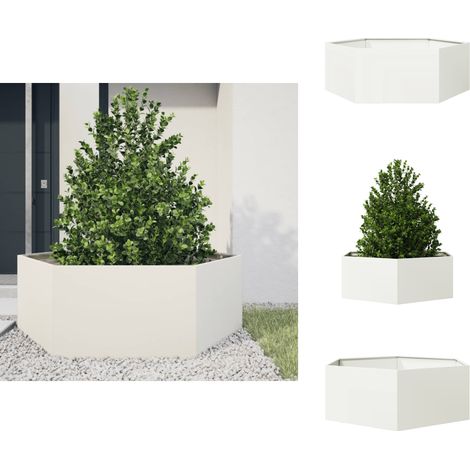 Jardinière blanc hexagone 138x120x45 cm acier - Jardinière - Jardinières - Jardinière De Fleurs - Jardinière D'extérieur (1/5)