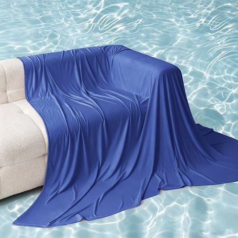 Couverture rafraîchissante - 150x200 cm - Couverture rafraîchissante - Couverture d'été - Fibres rafraîchissantes - Couette d'été fine - Couverture auto-rafraîchissante - Bleu profond (1/5)
