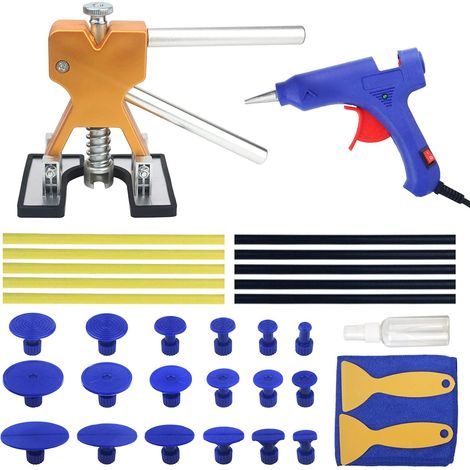 Paintless Dent Removal Tool Kit 34 Pieces with Glue Gun, Golden Tooth Puller, for Car, Fridge, Motorcycle Body, Door (Golden) (1/5)