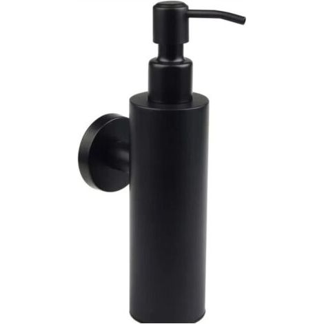 Dispensador de jabón mural de acero inoxidable 304, 200 ml, negro mate. Dispensador de jabón mural para baño, compatible con botellas de champú y gel de ducha manuales. (1/3)
