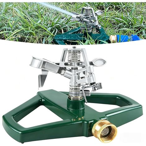 Garden Water Sprinkler, Metal Base, Lawn Sprinkler, Automatic Watering for Garden, Surfaces up to 540 m², 360 Degree Rotating, for Watering Lawn and Garden – Silver (1/5)