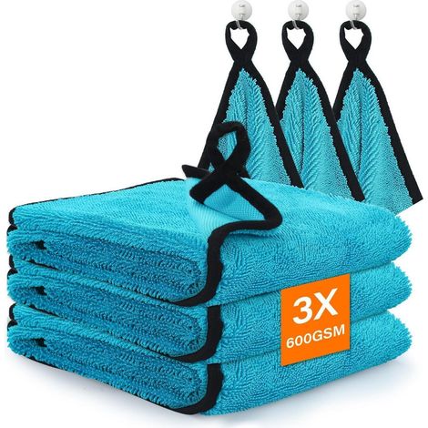 Mikrofasertücher 40x60cm, 3er Pack, Hellblau, Saugfähig, Streifenfrei (1/5)