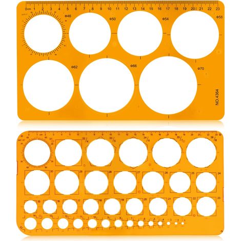 Lot de 2 pochoirs circulaires (grands et petits), orange transparent (1/5)