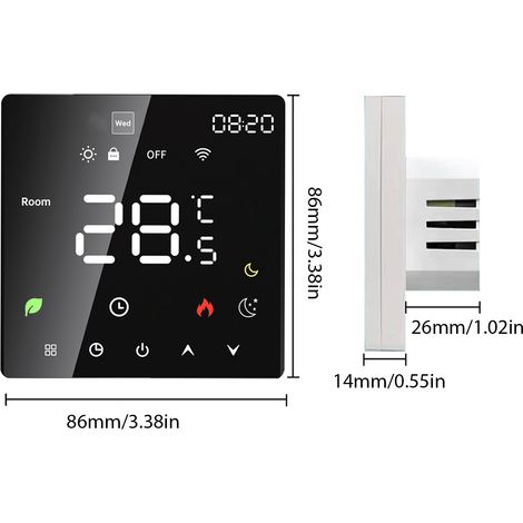 Intelligenter 16A-Thermostat für Zuhause, Touchscreen, programmierbares WLAN, Temperaturregelung für elektrische Heizungen, automatischer und manueller Modus, digital (1/5)