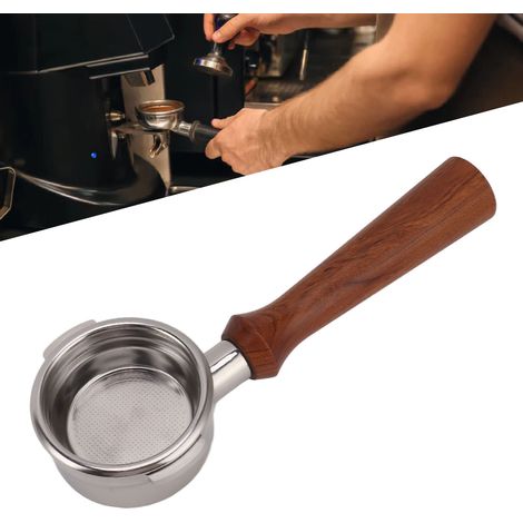 Universalgriff für Breville Series 9 Kaffeemaschinen, 58 mm, mit zwei Griffen, bodenloser Edelstahlgriff, Modell F, Rosenholz (1/5)