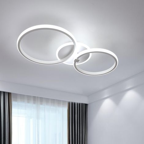 GOECO Modern LED ceiling light, round ceiling lamp 42w 3500lm, LED chandelier aluminum and acrylic ceiling lamp for living room, bedroom, kitchen, length 52cm (cold white 6000k) white (1/5)