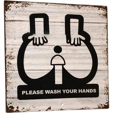 Please Wash Your Hands Metal Sign (45cm) - Fun Handwashing Sign