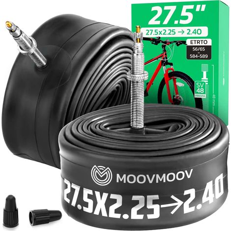 Chambre à air 27,5 pouces - Pour pneus de 27.5x2.25 à 27.5x2.50 - ETRTO 57-584 à 66-584 - Valve Presta 48 mm - Lot de 2 (1/5)