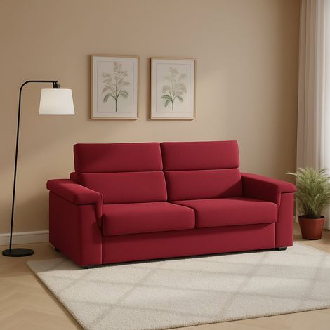 Dmora - Sofá cama 2 plazas Prudenzia, Sofá convertible para salón, acolchado, desenfundable, calidad 100% Made in Italy, 185x95 h100 cm, Rojo (1/5)