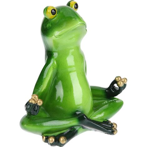 Figurine Grenouille Yoga en Résine Verte Décorative pour Bureau et Maison Sculpture Créative et Amusante pour Décoration Intérieure de Bureau (1/5)