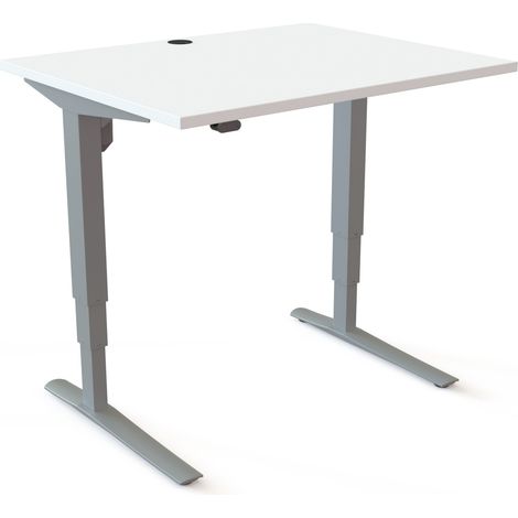 STIER Steh-Tisch 501-43 elektrisch höhenverstellbar 100 x 80cm Weiß melaminbeschichtet 65-125cm (1/3)