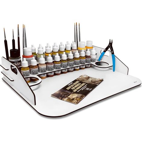 Petite Paint Station. Table de travail, organisateur et support pour peintures (40 x 30 cm). (1/5)
