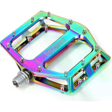 Pédales de VTT colorées en aluminium, larges et plates, avec roulements étanches 9/16", couleurs arc-en-ciel. (1/5)