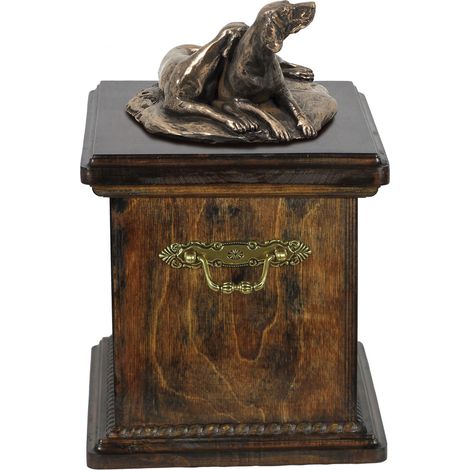 Urne funéraire pour chien de race Weimaraner, ornée d'une statuette, élégante urne de style classique signée Art-Dog (1/5)