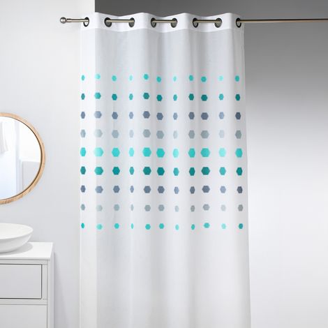Voilage organza à pois géométriques Bleu azur 140x240 cm