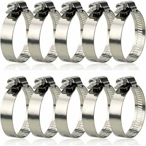 304 Collier de Serrage Inox,Collier de Serrage Métallique Diamètre Réglable de 27 à 51 mm,Collier de Serrage Pour Piscine Pour la Fixation des Tuyaux 10 Pièces，
