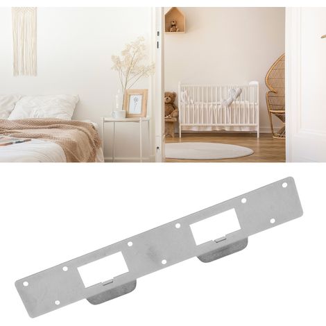 Placa de cierre de seguridad para puertas – refuerzo de acero con doble orificio para cerraduras de 5,5 a 6 pulgadas – color blanco, incluye tornillos. (1/5)