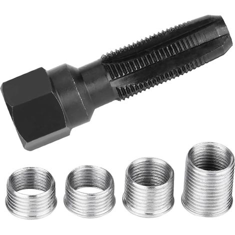 Zündkerzengewinde-Reparatursatz m14x1,25, Gewindereparatur m14 mit 4 Gewindebohrerzubehör, Glühkerzengewindereparatur