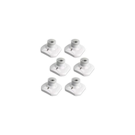 Douille de plafonnier E27 à vis, murale avec culot E27, AC 230 V, porte lampe carrée blanche, base support plastique, lot de 6