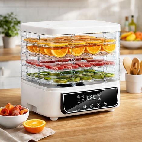 Déshydrateur Alimentaire, Déshydrateur à 5 Plateaux Réglables en Hauteur, Contrôle de Température de 35 à 70°C et Minuterie de 72 Heures, Déshydrateur pour Fruits et Légumes, Sans BPA (1/5)