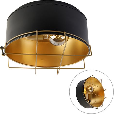 Industrial Ceiling Light Black with Gold 35 cm - Barril