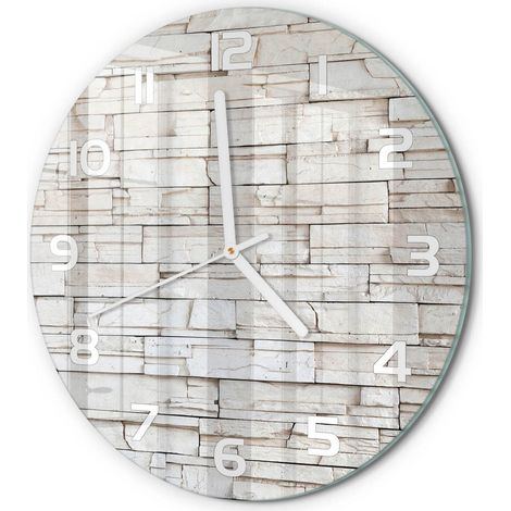 Horloge Murale Ronde Chambre Silencieuse en Verre Sans Tic-Tac Design Moderne Mur de pierre blanche fi 30 cm (1/5)