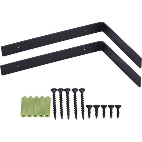 Set mit 2 Wandregalhalterungen, robuste Industrieregalträger, Schwerlasthalterungen, L-förmige Halterungen, 5 mm dick mit Schrauben (30 cm) (1/4)