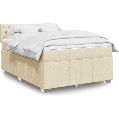 Cama box spring con colchón tela color crema 140x190 cm vidaXL