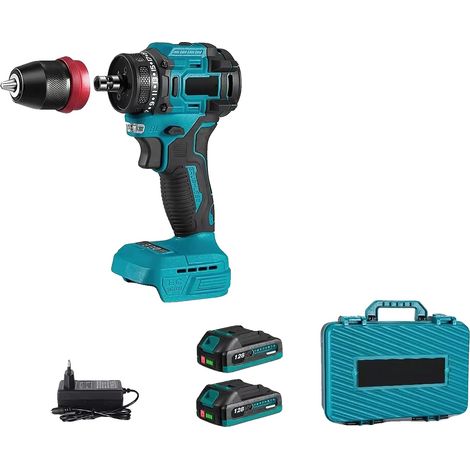 Taladro percutor, motor sin escobillas, par ajustable, paquete estándar. (1/2)
