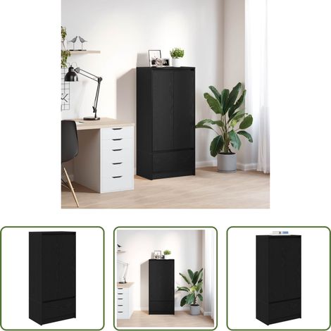 Schublade -  Schrank mit Schublade Schwarz Eichen-Optik 55,5x34x119,5 cm (1/5)