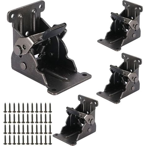Klappbare Tischbeine mit Scharnier und Feststellfunktion, 4er-Set, 90° arretierbare Klapptischbeine, klappbare Konsolenhalterung, Klapptischzubehör, Tragkraft 200 kg, abschließbar FLITI (1/4)