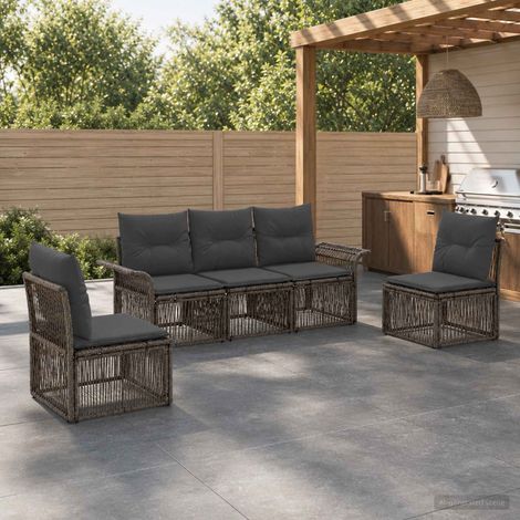 Set Divano da Giardino 5 pcs Grigio polyrattan vidaXL (1/5)