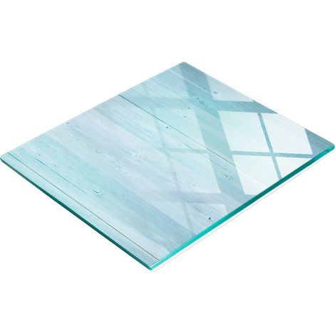 Planche à découper décorative multifonctionnelle en verre bleu pour cuisine, 60 x 52 cm (1/5)