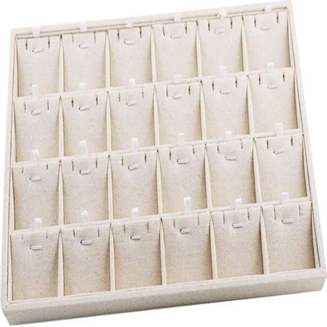 Plateau de rangement pour bijoux LoveinDIY, beige, présentoir à colliers à 24 compartiments (1/4)