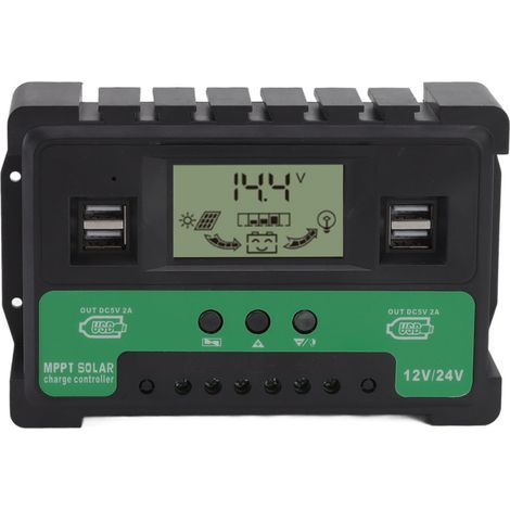 12V/24V Solarladeregler, PV-Lade- und Entladeregler, LCD-Display, zwei 40A USB-Ausgänge (1/5)