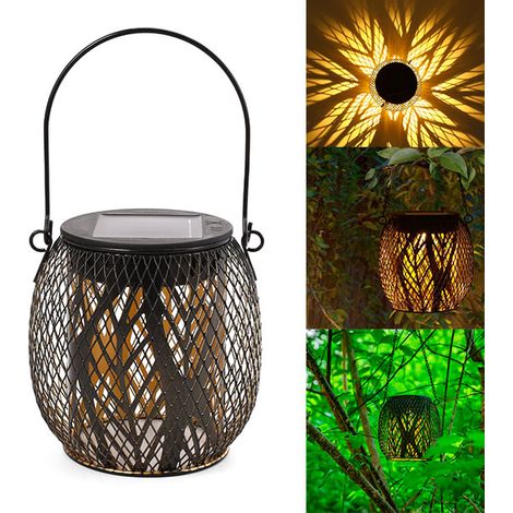 Lanternes suspendues d'extérieur décorative, 1 pièce, lanterne solaire en fer IP65 étanche, solaires (1/5)