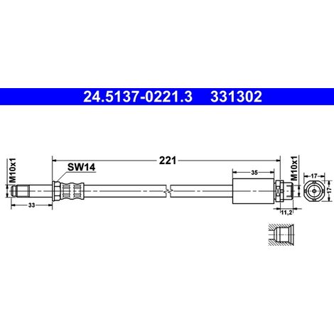 Flexible de frein ATE 24.5137-0221.3 BMW 34 30 6 762 837 34 30 6 768 851