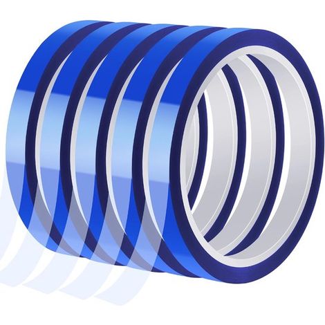 5 rollos de cinta adhesiva resistente al calor，cinta de sublimación de 10 mm x 66 m，cinta térmica azul，protección térmica para sublimación
