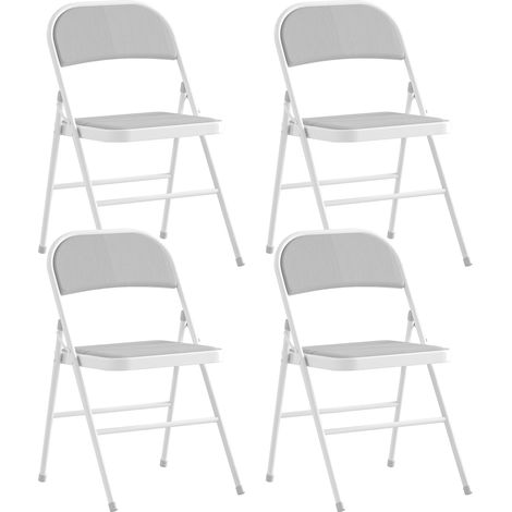 Lot 4 Chaises Pliantes Kerneval Velours Côtelé Acier Blanc Événements Intérieur (1/5)