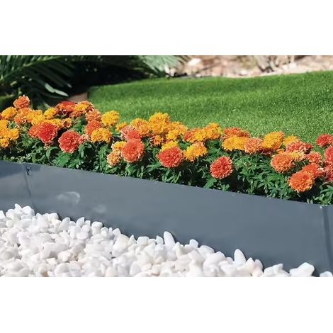 NORTENE Bordure de jardin acier galvanisé anthracite 1,06 m - hauteur 18 cm - 5 piquets intégrés (1/3)