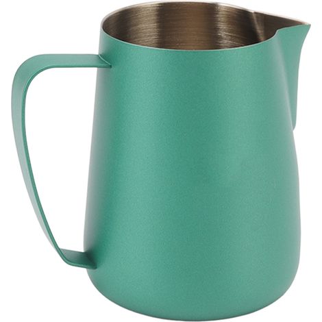 Tasse à mousser le lait en acier inoxydable 420 ml/14 oz, multifonctionnelle, verte (1/5)