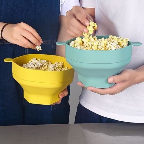 Ciotola per popcorn pieghevole in silicone - Grande capacità - Resistente al calore - Facile da pulire (1/4)