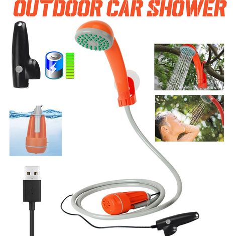 Kit doccia portatile da campeggio, pompa per doccia da campeggio impermeabile per esterni, adattatore per sigaretta per campeggio, escursionismo, bagno per animali domestici, lavaggio auto (1/5)
