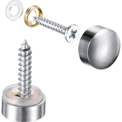 8pcs Cache Vis Miroir 10mm/0.47" Décoratif Capuchon Attaches Couverture Clous Polissage Argenté Laiton (1/5)