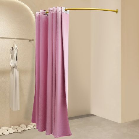 Senderpick – Cabine d'essayage rose 39 pouces – Fixation murale – Conception en C pour boutiques de luxe – Intimité avec toile occultante