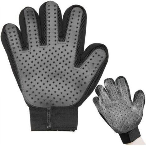 Gants de toilettage pour animaux, noirs, pour droitier, 1 pièce par paquet, adaptés aux brosses de toilettage pour chiens et chats. (1/4)