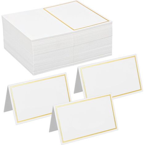 50 pièces Marque Place Mariage, Cartes de Nom Table, Marque Place Anniversaire,Cartes Porte-Nom avec Bordure Dorée pour Mariage, Anniversaire, Fête, Communion, Baptême (1/5)