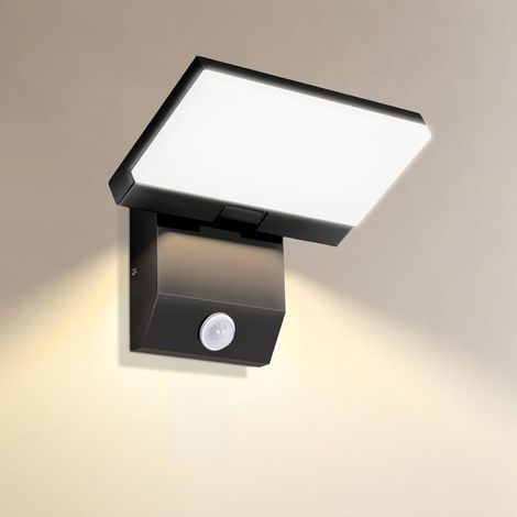 1 Pack，Applique murale LED 36W, moderne avec détecteur de mouvement, blanc chaud 3000 K, étanche IP65 panneau LED orientable pour terrasse, entrée, jardin, balcon (1/5)