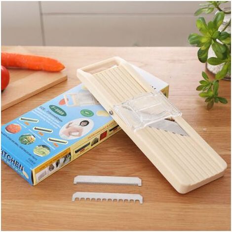 Trancheuse à mandoline japonaise BN-1 avec trois lames interchangeables en acier inoxydable, ivoire, coupe-légumes, éplucheur, acier inoxydable, blanc cassé (1/5)